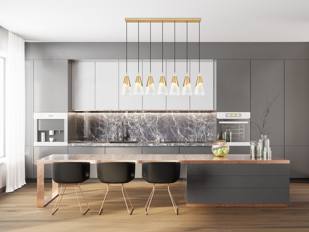 Z-Lite Canada - 828P7-7L-MGLD - Seven Light Linear Chandelier - Aimie - Modern Gold