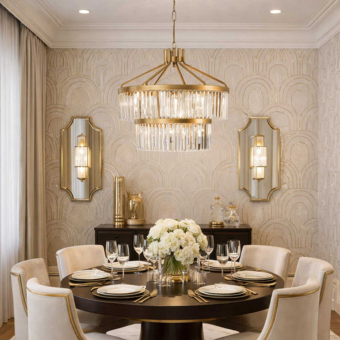 Social Club Nine Light Pendant in Havana Gold Varaluz