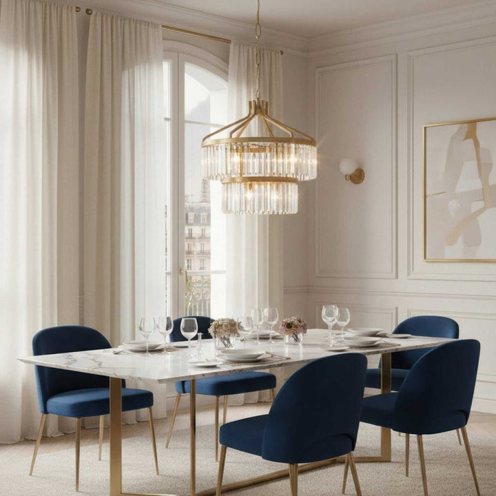 Social Club Nine Light Pendant in Havana Gold Varaluz