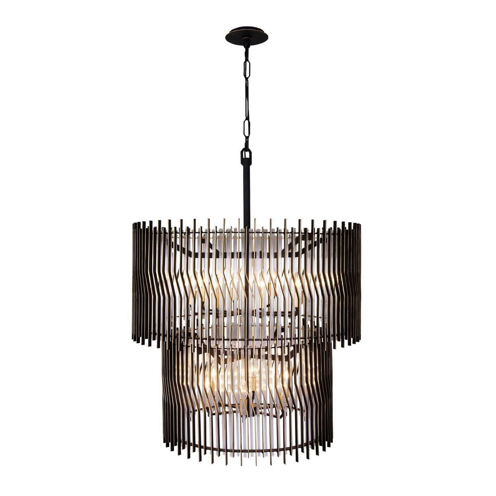 Park Row 14 Light Chandelier in Matte Black/French Gold Varaluz