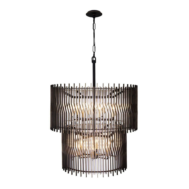 Park Row 14 Light Chandelier in Matte Black/French Gold Varaluz