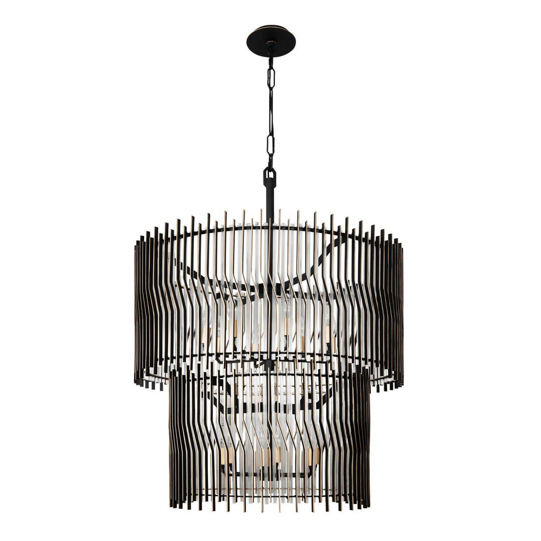 Park Row 14 Light Chandelier in Matte Black/French Gold Varaluz