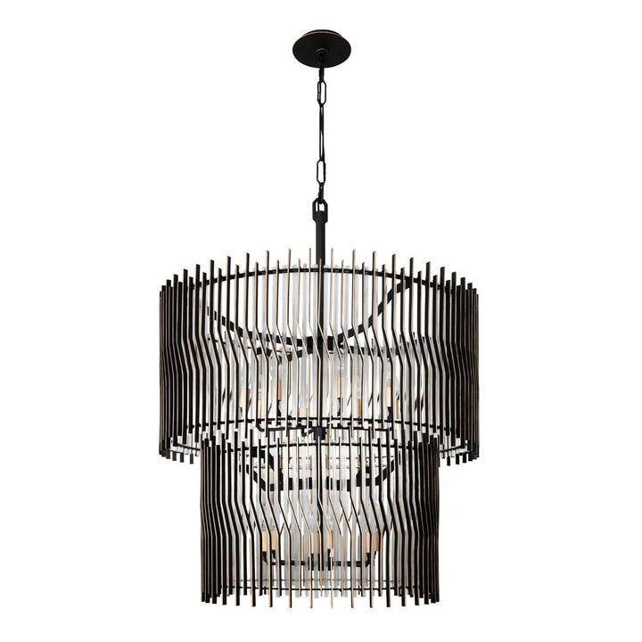 Park Row 14 Light Chandelier in Matte Black/French Gold Varaluz