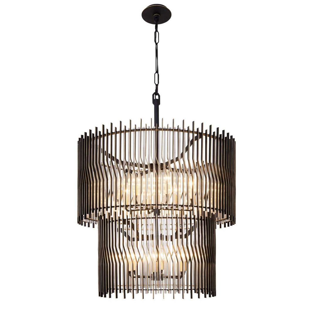 Park Row 14 Light Chandelier in Matte Black/French Gold Varaluz
