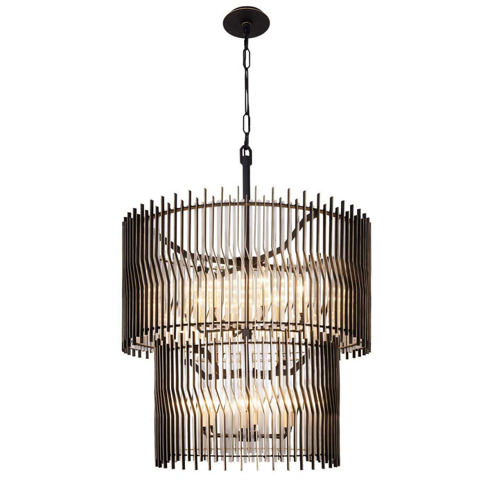 Park Row 14 Light Chandelier in Matte Black/French Gold Varaluz
