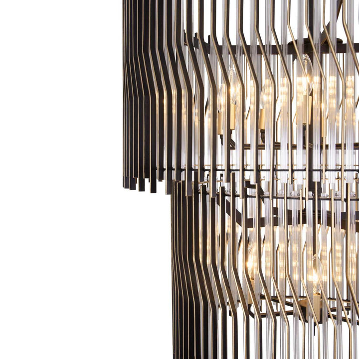 Park Row 14 Light Chandelier in Matte Black/French Gold Varaluz