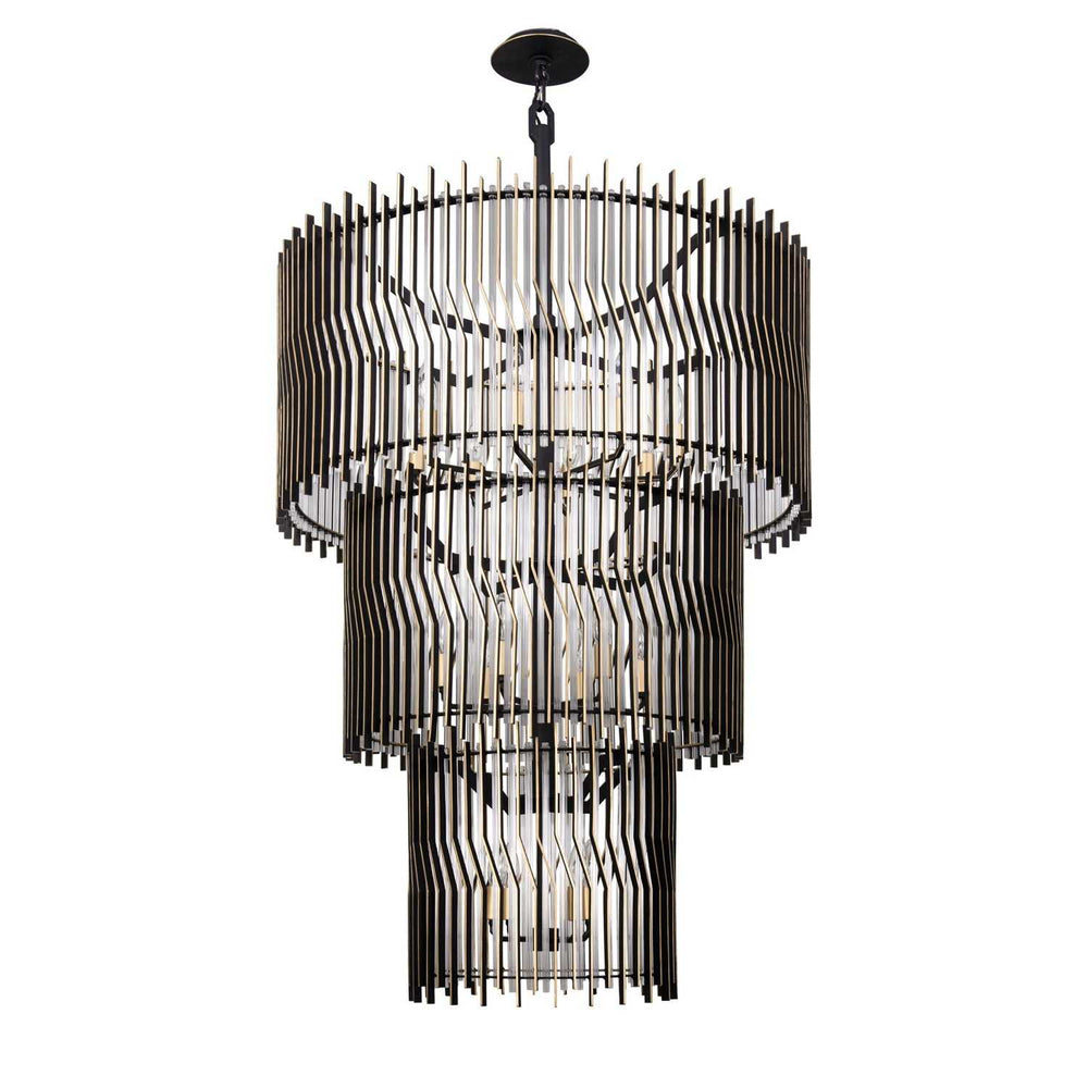 Park Row 18 Light Chandelier in Matte Black/French Gold Varaluz