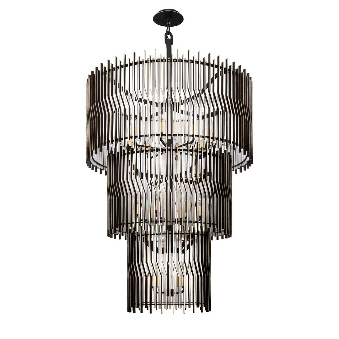 Park Row 18 Light Chandelier in Matte Black/French Gold Varaluz