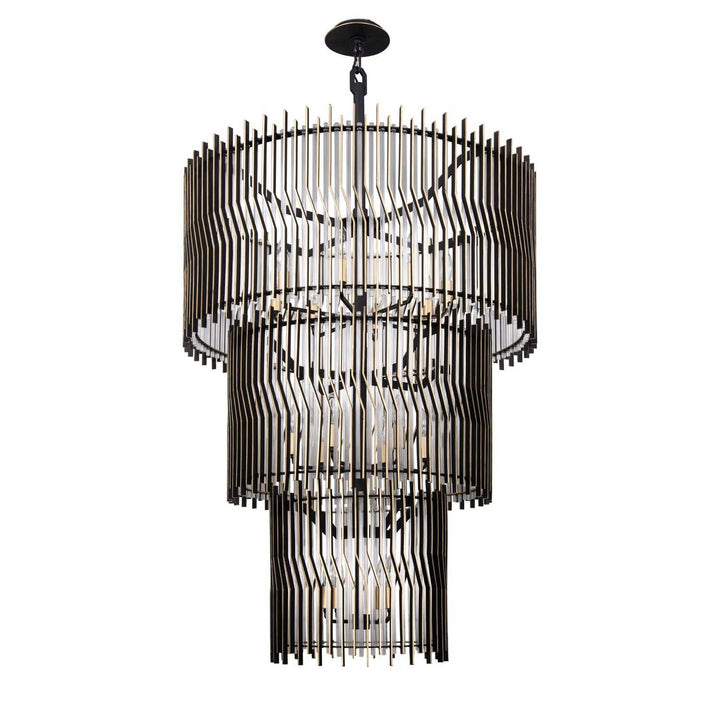 Park Row 18 Light Chandelier in Matte Black/French Gold Varaluz