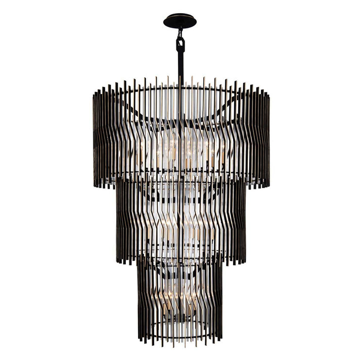 Park Row 18 Light Chandelier in Matte Black/French Gold Varaluz