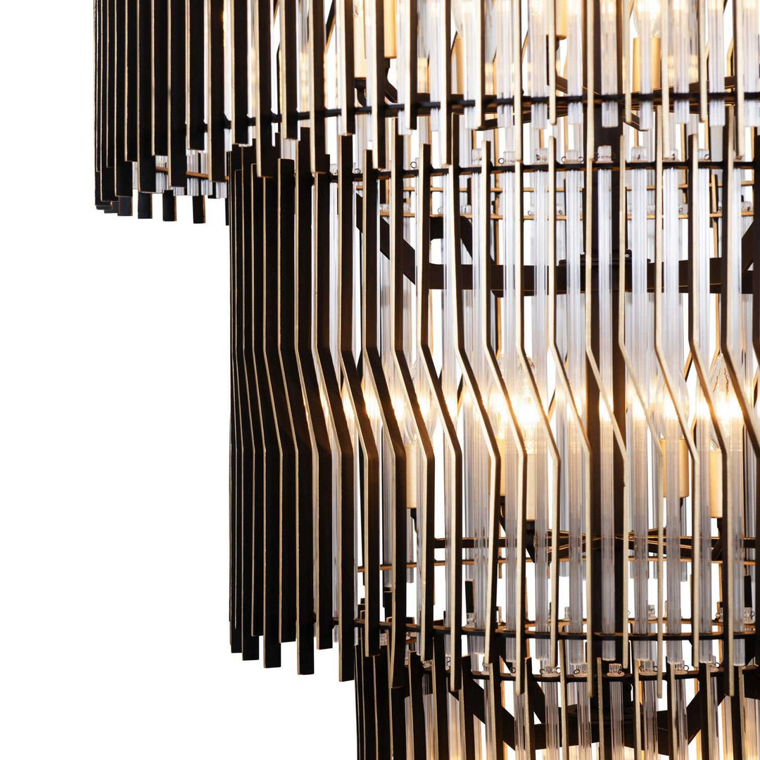 Park Row 18 Light Chandelier in Matte Black/French Gold Varaluz