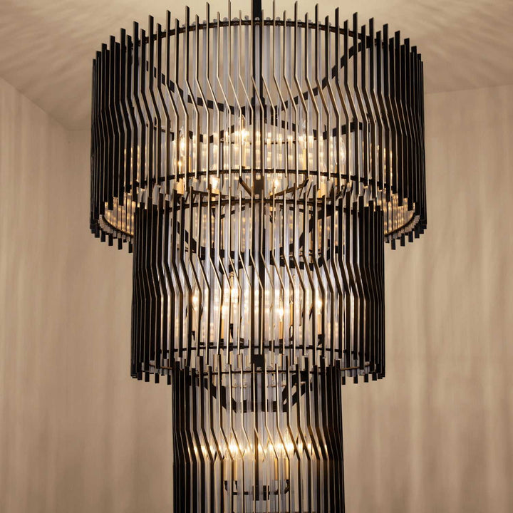 Park Row 18 Light Chandelier in Matte Black/French Gold Varaluz