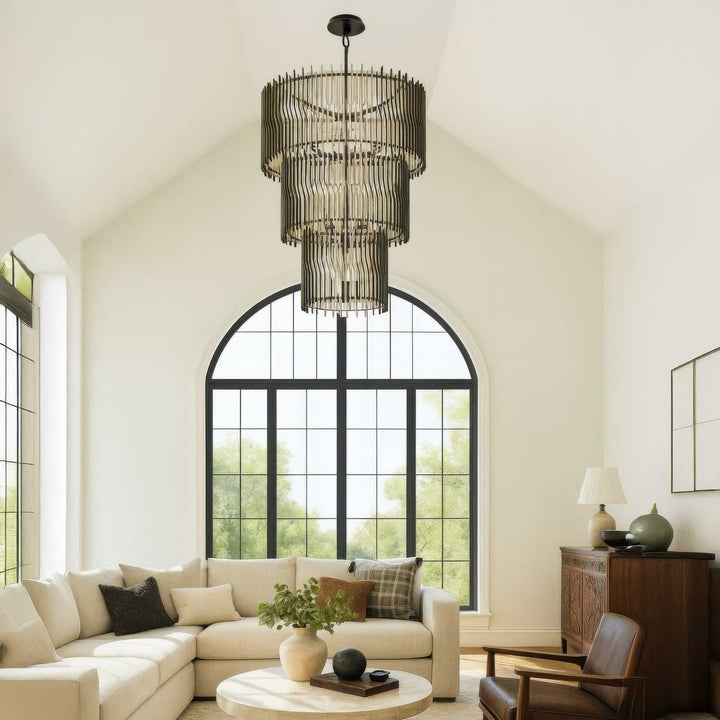 Park Row 18 Light Chandelier in Matte Black/French Gold Varaluz