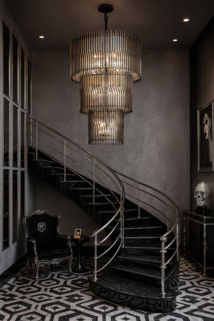 Park Row 18 Light Chandelier in Matte Black/French Gold Varaluz