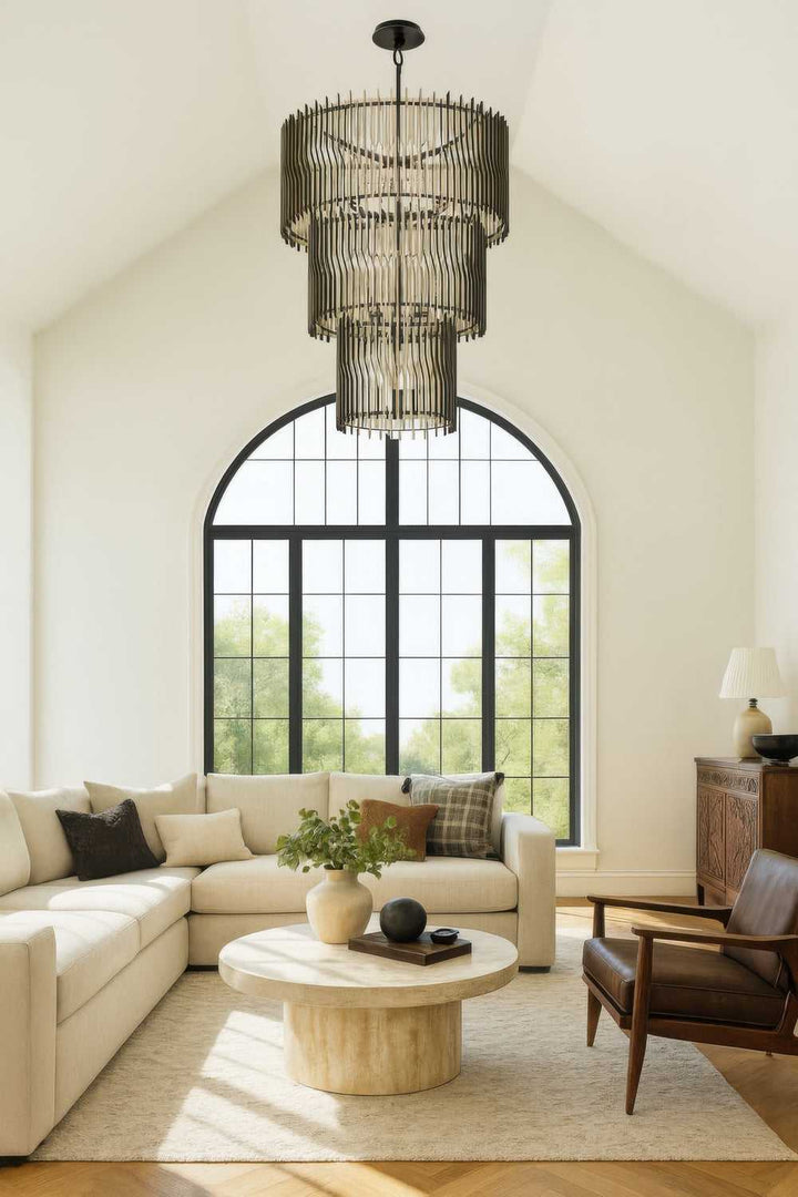 Park Row 18 Light Chandelier in Matte Black/French Gold Varaluz