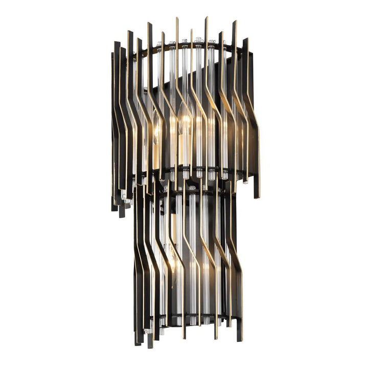 Park Row Three Light Wall Sconce in Matte Black/French Gold Varaluz
