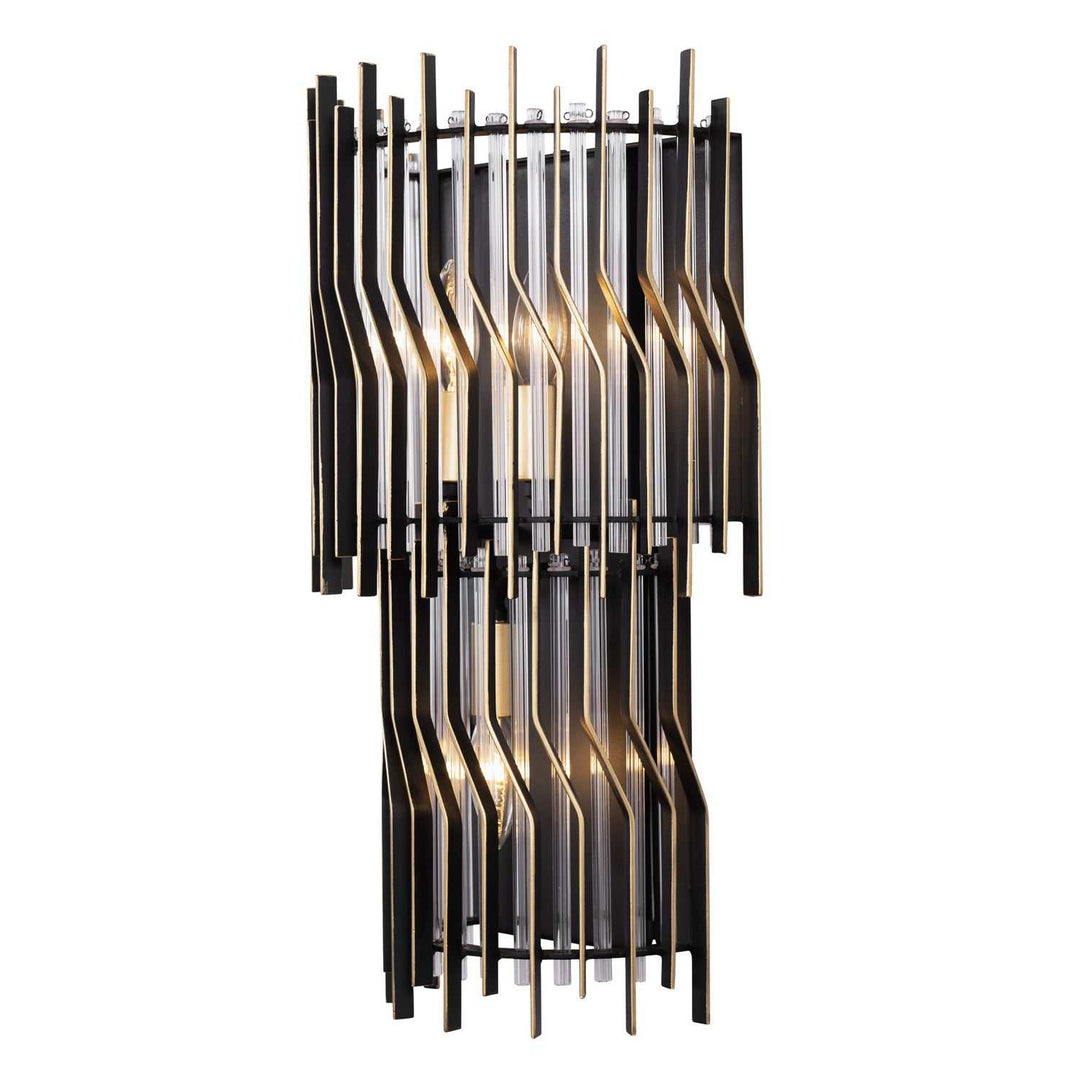 Park Row Three Light Wall Sconce in Matte Black/French Gold Varaluz