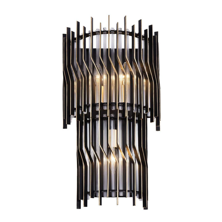 Park Row Three Light Wall Sconce in Matte Black/French Gold Varaluz