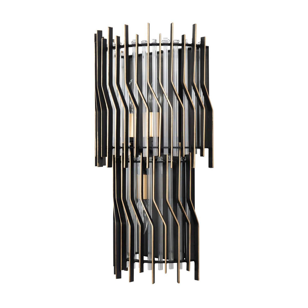 Park Row Three Light Wall Sconce in Matte Black/French Gold Varaluz