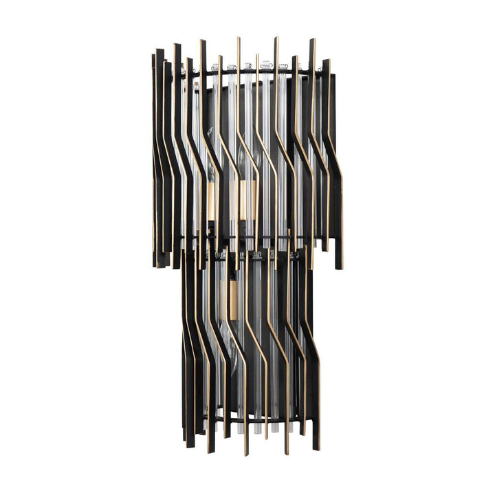 Park Row Three Light Wall Sconce in Matte Black/French Gold Varaluz