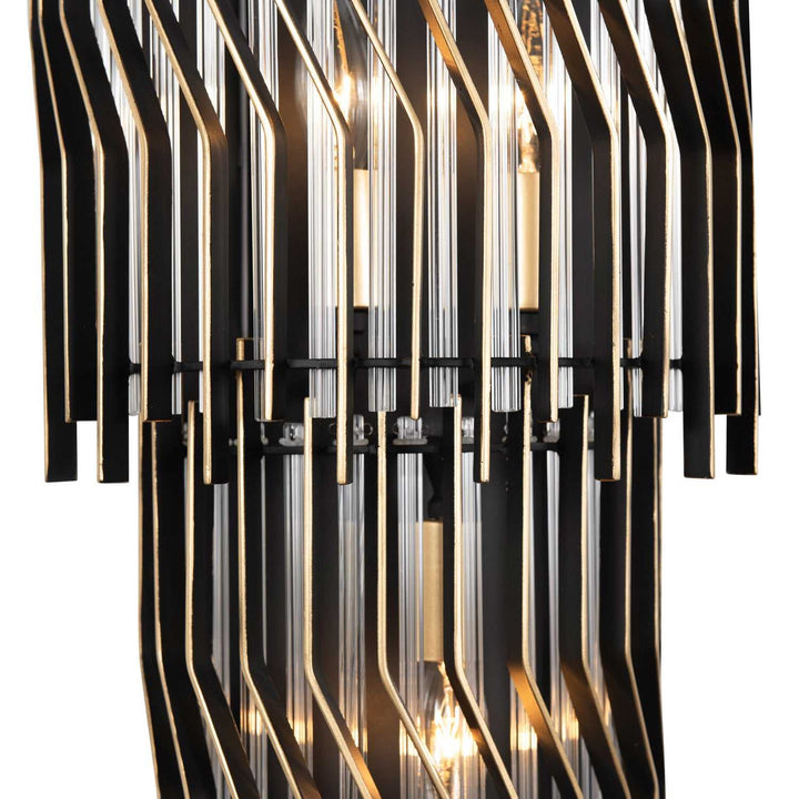 Park Row Three Light Wall Sconce in Matte Black/French Gold Varaluz