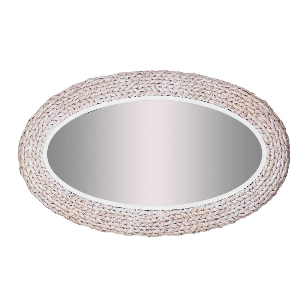 Athena Wall Mirror in Matte White/Whitewash Seagrass Varaluz