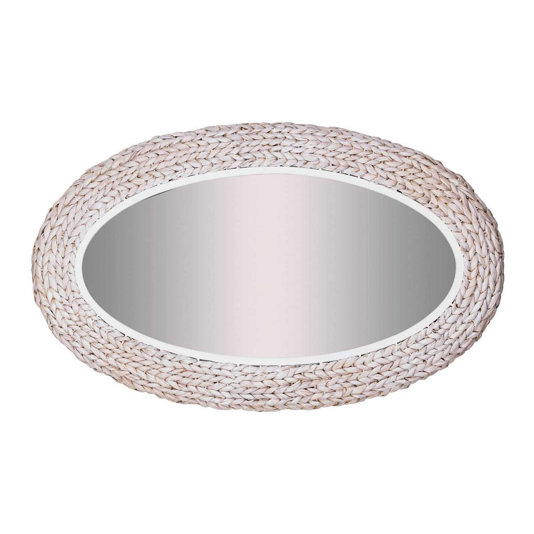 Athena Wall Mirror in Matte White/Whitewash Seagrass Varaluz