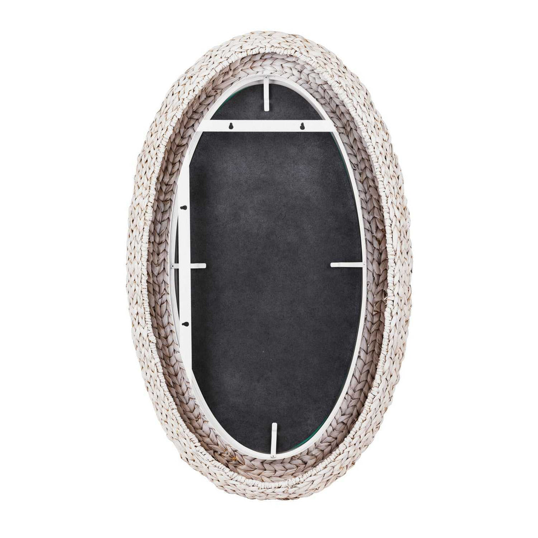 Athena Wall Mirror in Matte White/Whitewash Seagrass Varaluz
