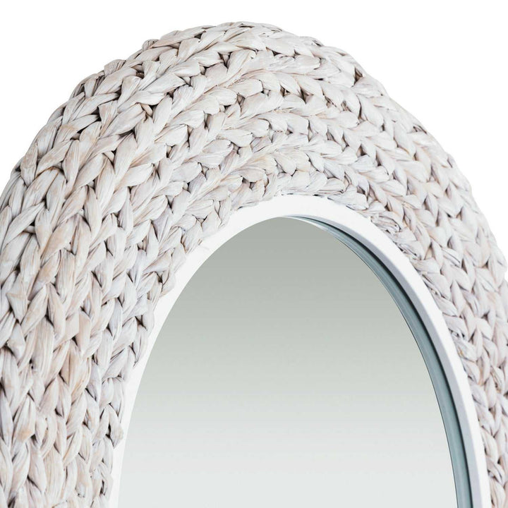 Athena Wall Mirror in Matte White/Whitewash Seagrass Varaluz