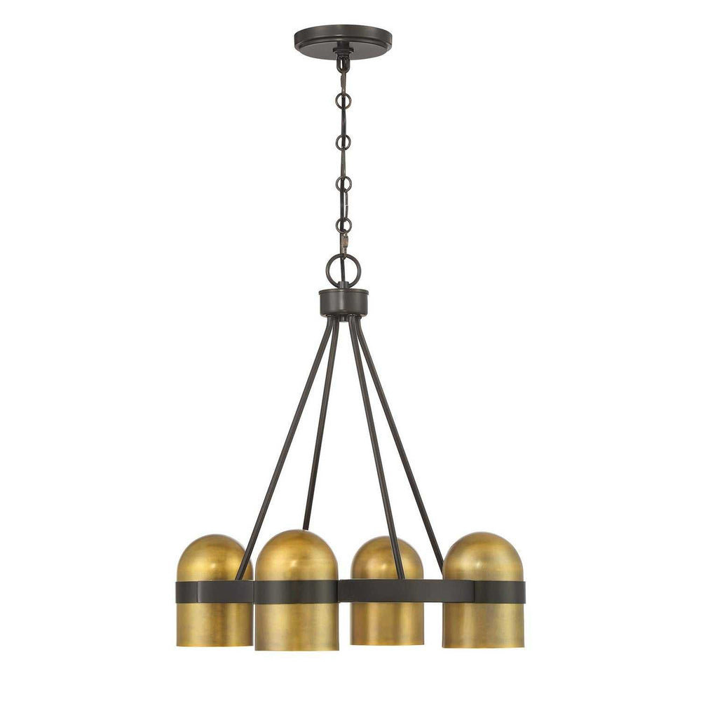 Andover Four Light Chandelier in Mediterranean Bronze and Riviera Brass Savoy House