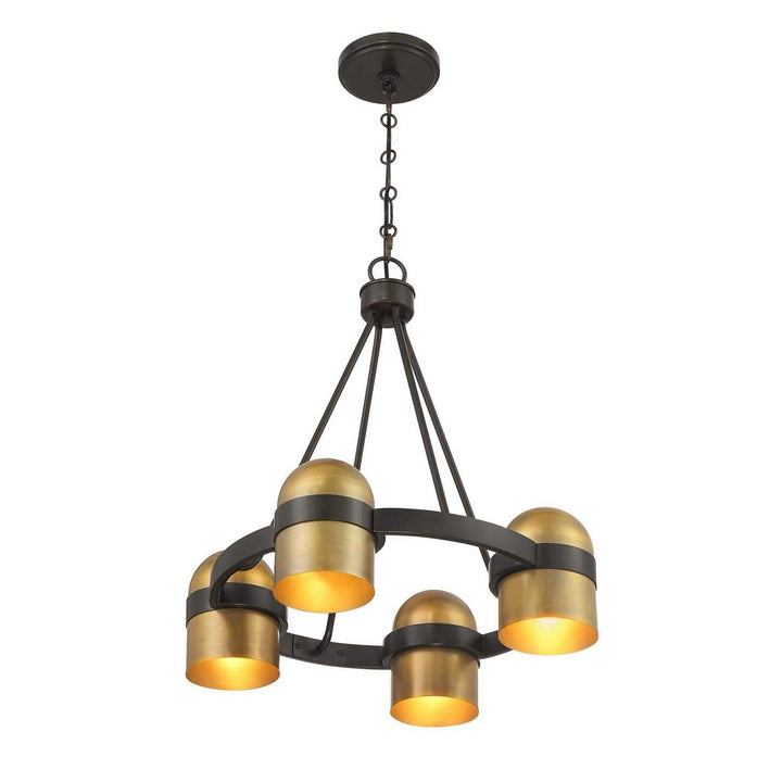 Andover Four Light Chandelier in Mediterranean Bronze and Riviera Brass Savoy House