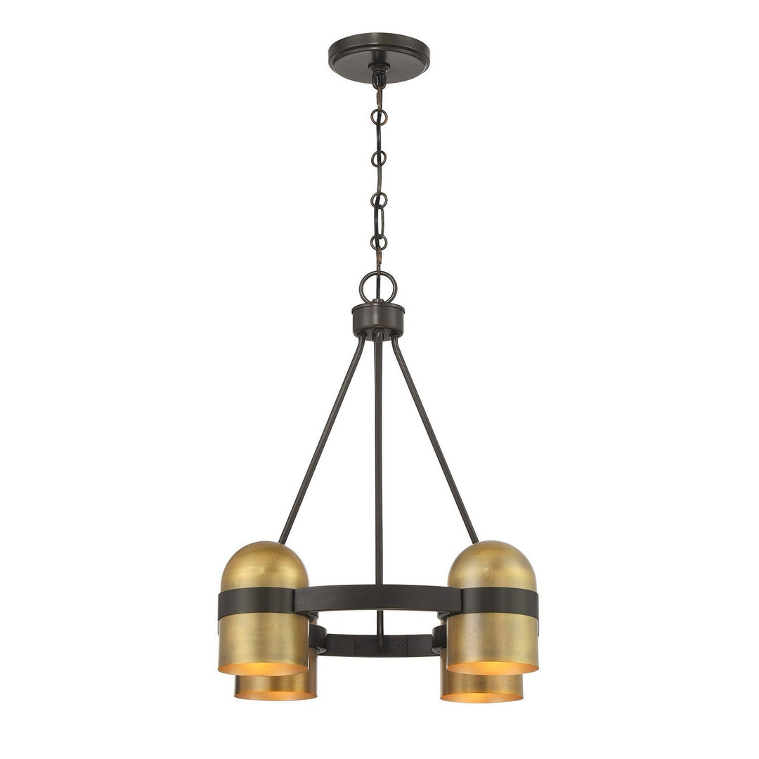 Andover Four Light Chandelier in Mediterranean Bronze and Riviera Brass Savoy House