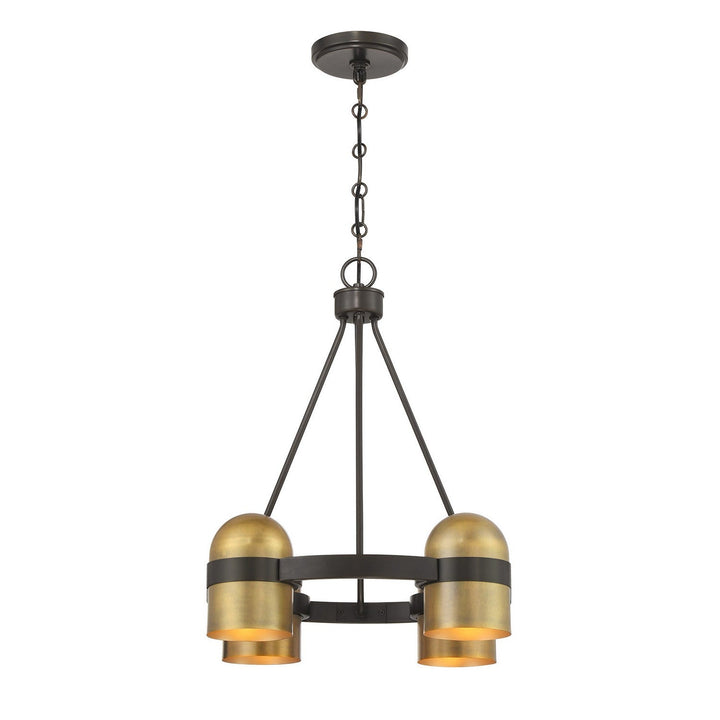 Andover Four Light Chandelier in Mediterranean Bronze and Riviera Brass Savoy House