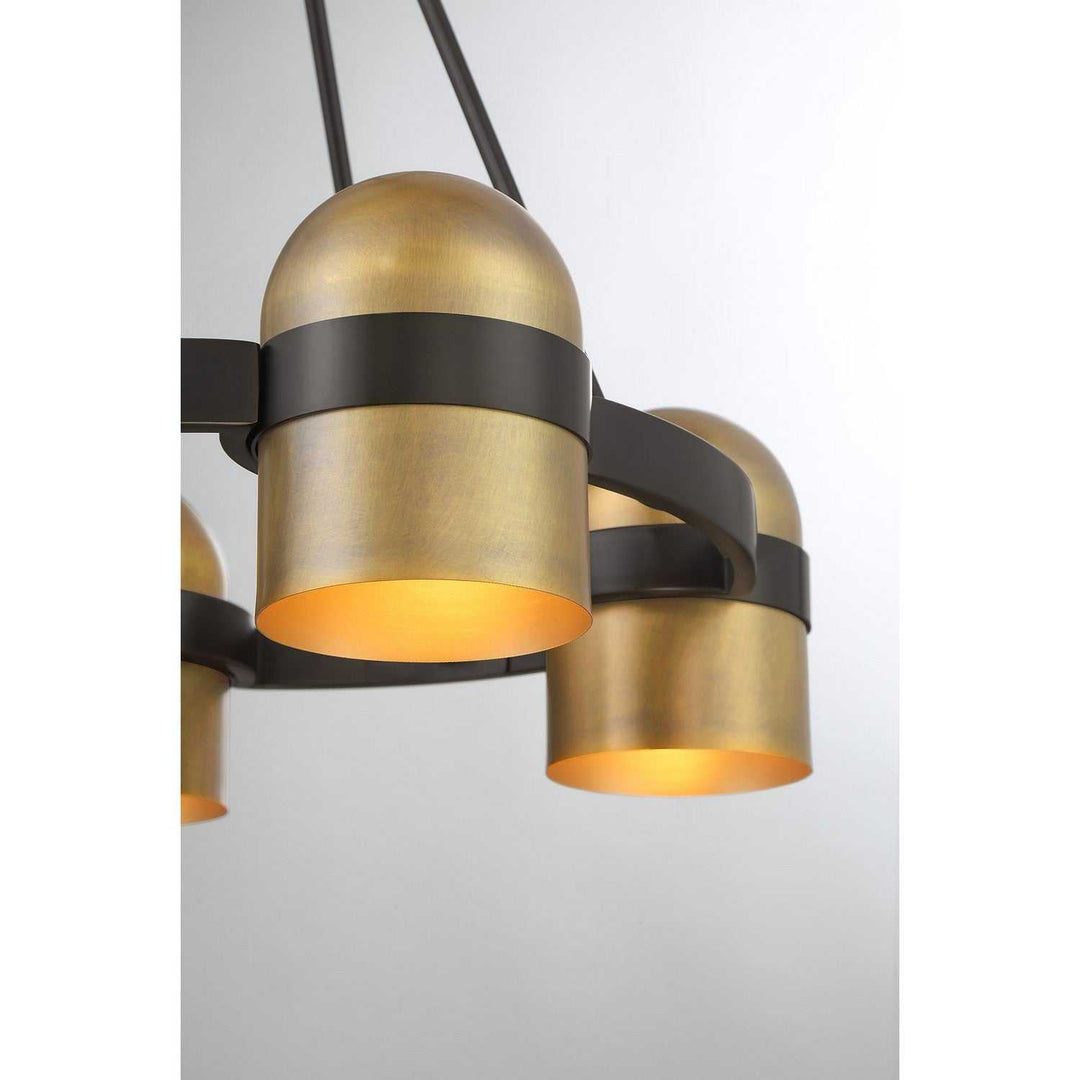 Andover Four Light Chandelier in Mediterranean Bronze and Riviera Brass Savoy House