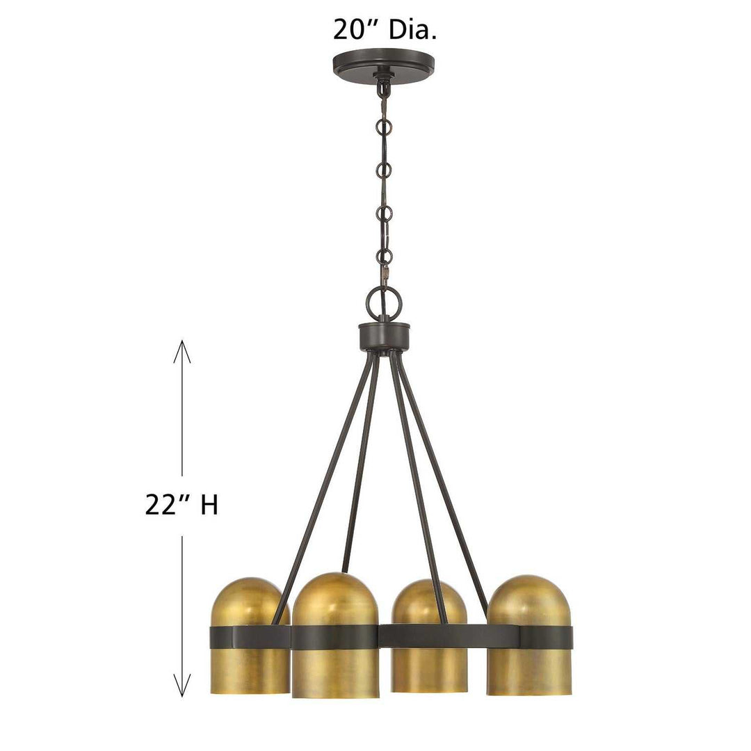 Andover Four Light Chandelier in Mediterranean Bronze and Riviera Brass Savoy House