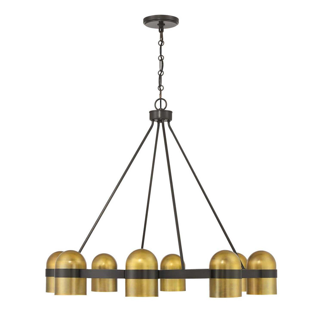 Andover Eight Light Chandelier in Mediterranean Bronze and Riviera Brass Savoy House