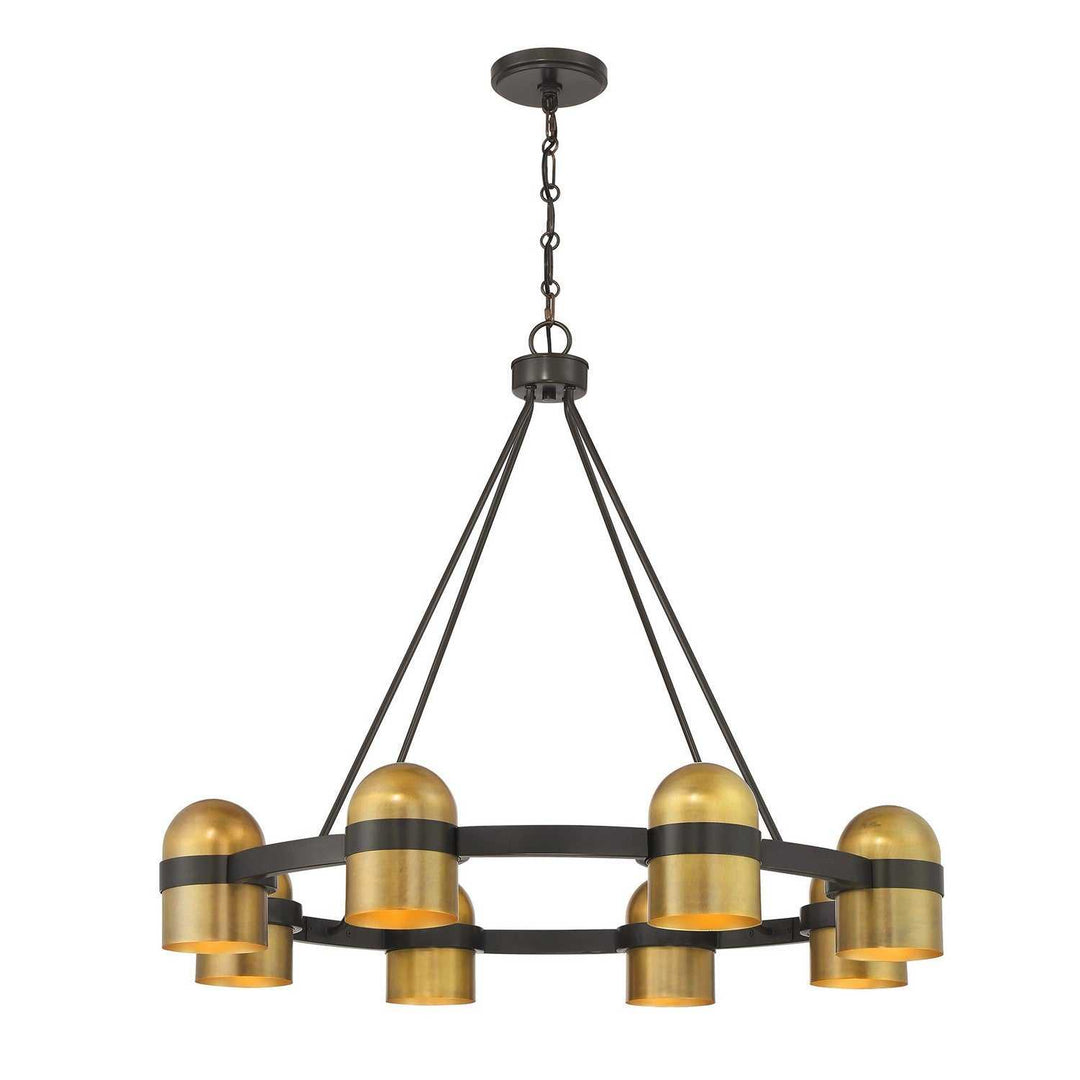 Andover Eight Light Chandelier in Mediterranean Bronze and Riviera Brass Savoy House