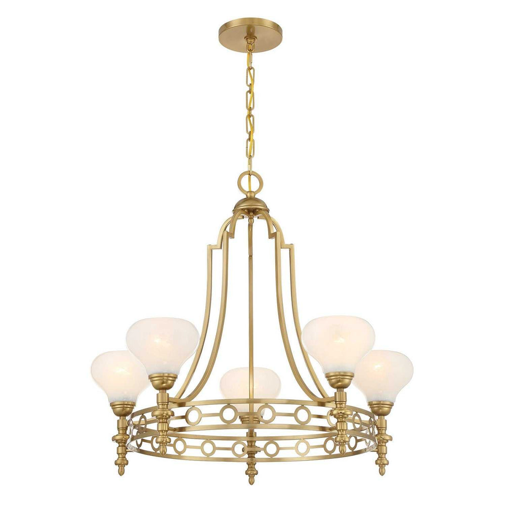 Allston Five Light Chandelier in Warm Brass Savoy House