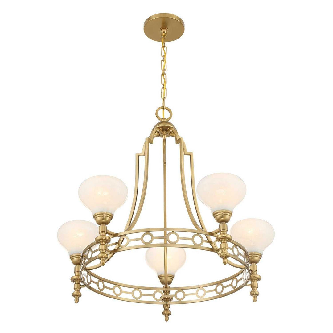 Allston Five Light Chandelier in Warm Brass Savoy House