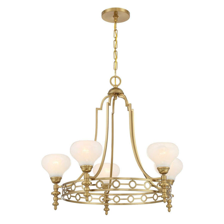 Allston Five Light Chandelier in Warm Brass Savoy House