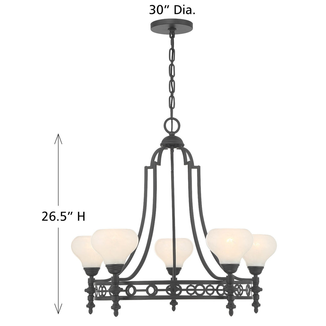 Savoy House - 1-1606-5-89 - Five Light Chandelier - Allston - Matte Black