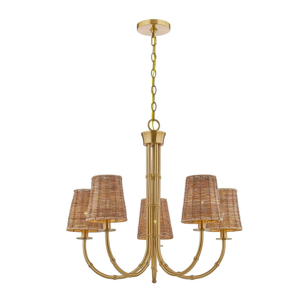 Ashbury Five Light Chandelier in Warm Brass Savoy House