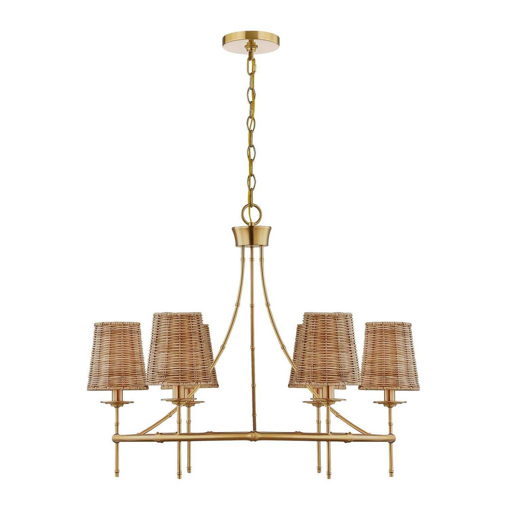 Ashbury Six Light Chandelier in Warm Brass Savoy House