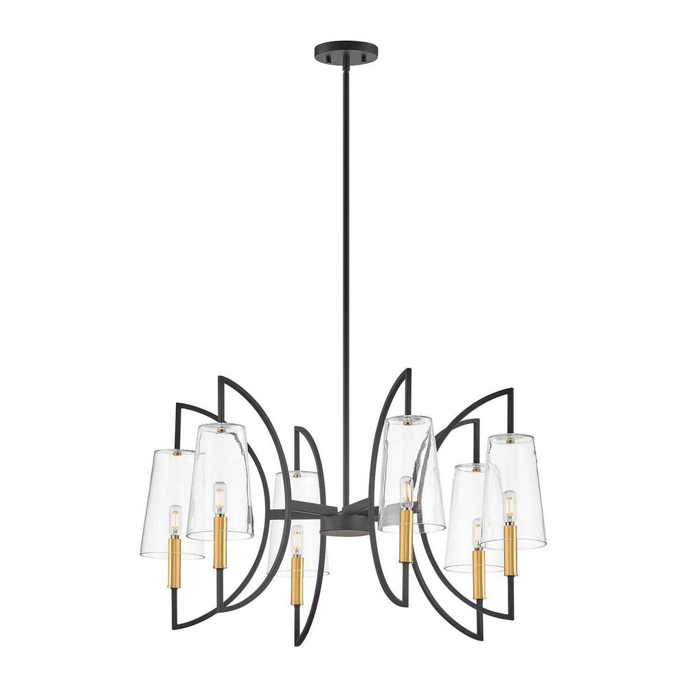 Hanley Six Light Chandelier in Matte Black and Warm Brass Savoy House