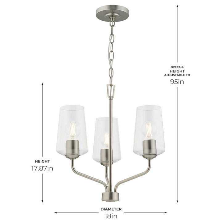 Progress Canada - P400440-009 - Three Light Chandelier - Celino - Brushed Nickel