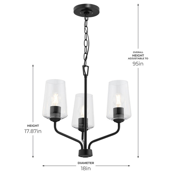 Progress Canada - P400440-031 - Three Light Chandelier - Celino - Black