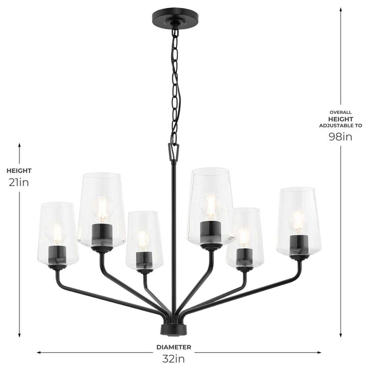 Progress Canada - P400443-031 - Six Light Chandelier - Celino - Black