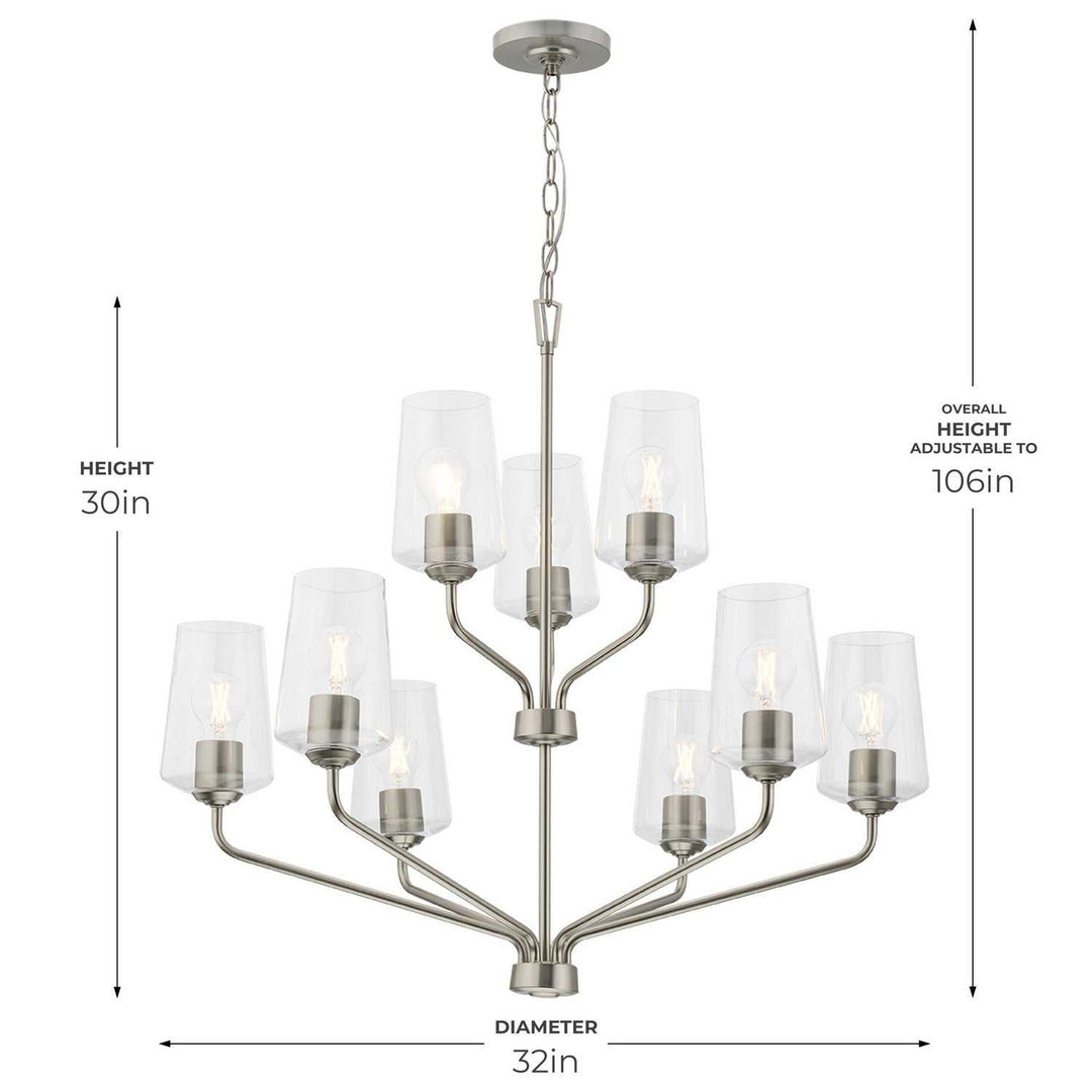 Progress Canada - P400445-009 - Nine Light Chandelier - Celino - Brushed Nickel