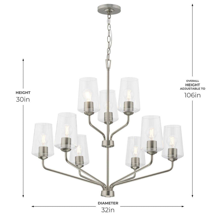 Progress Canada - P400445-009 - Nine Light Chandelier - Celino - Brushed Nickel