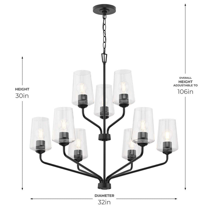 Progress Canada - P400445-031 - Nine Light Chandelier - Celino - Black